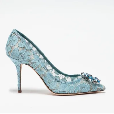 Strass bling bling Frauen Pumps spitzen Zehen Stiletto Ferse Spitze Mesh Stoff sexy 6cm/9,5 cm High Heel Kristall glänzende Hochzeits schuhe