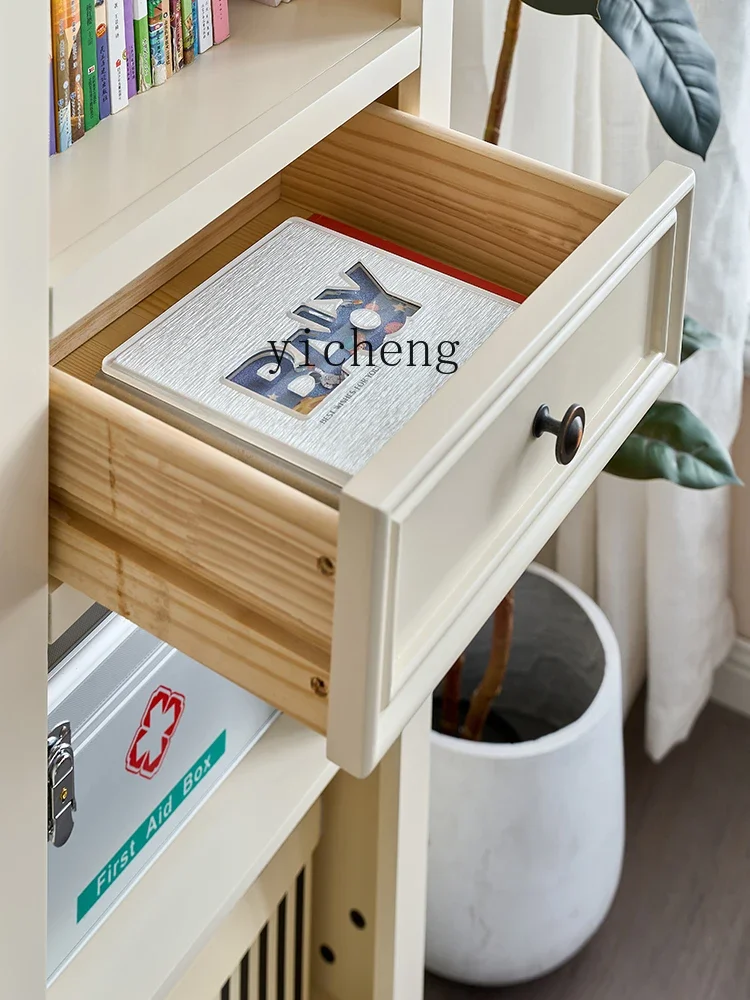 ZF Solid Wood Side Cabinet Clothes Closet Combination White Modern Simple Small Apartment Living Room Storage Narrow Cabinet