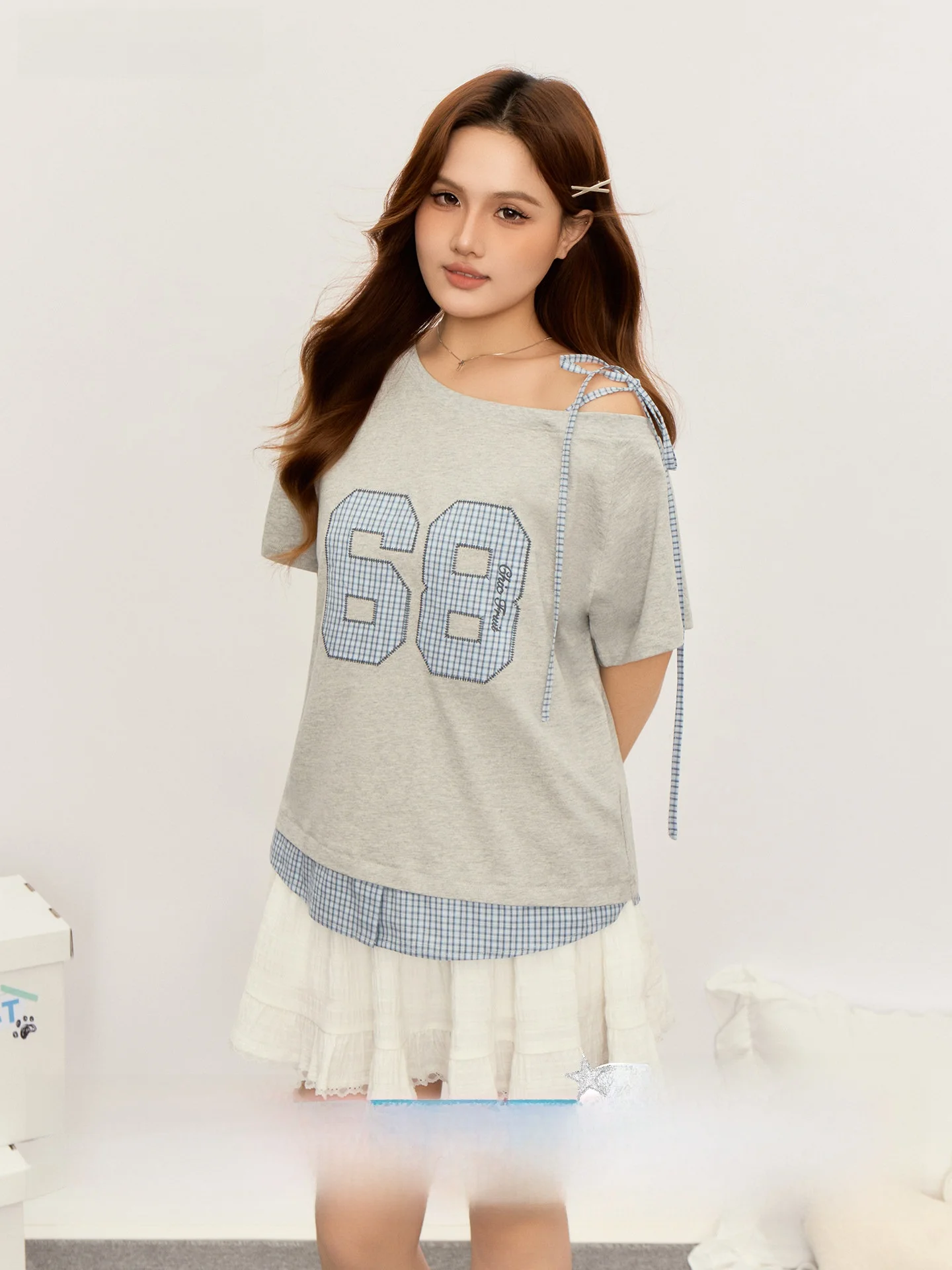 

Summer New Style Chic Fruit Women's T-shirt Loose Fit Cotton Short Sleeve Printed Belt Design Casual Fashion plus Size