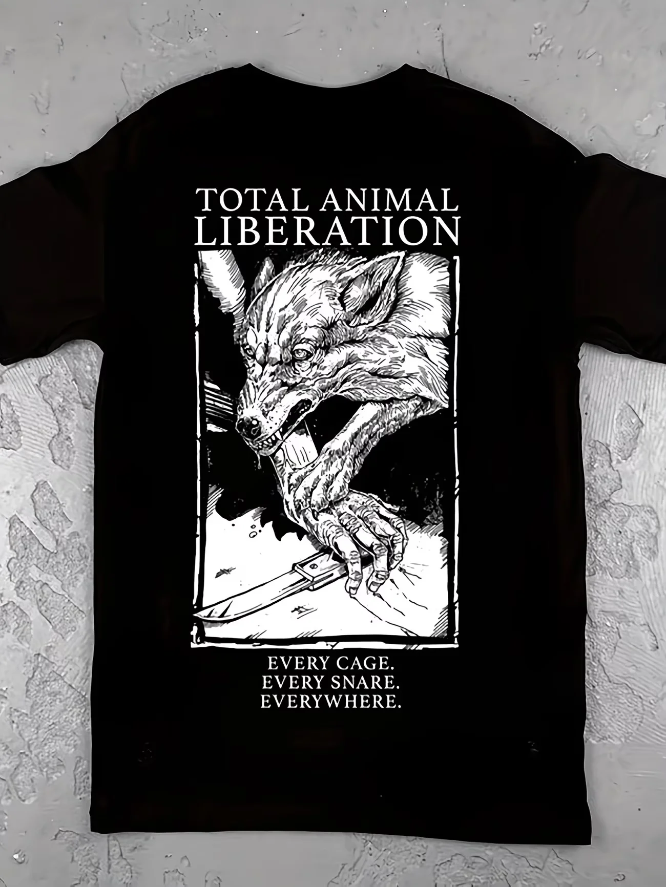 Men's Animal Liberation Wolf Graphic Print Vegan Activism Statement Graphic T Shirt Cotton Tee Women Oversize Summer Novelty