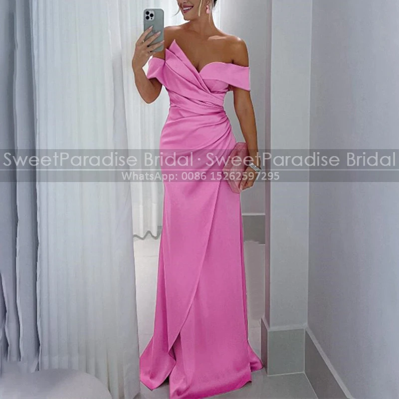 Vestidos de dama de Honor de sirena plisados personalizados, vestido largo sin mangas con hombros descubiertos para mujer, vestido de fiesta de boda, dama de Honor