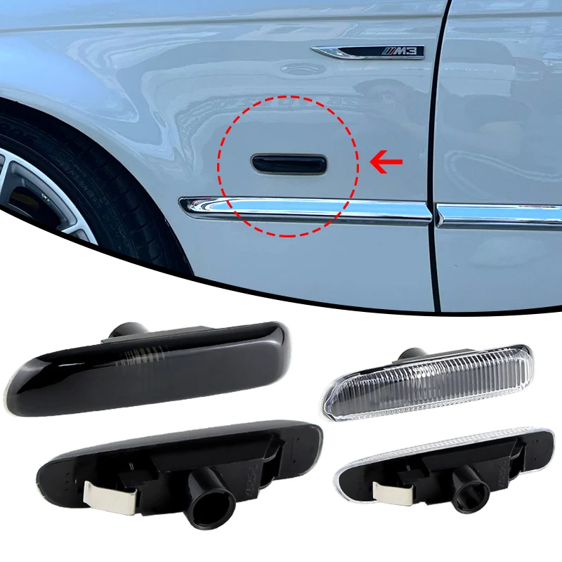2Pc For BMW 3 Series E46 Sedan Coupe Wagon Convertible 1997 1998 1999-2001 Side Marker Light Cover Housing Shell Car Accessories