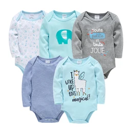 3-5 Pcs/Lot Newborn Baby Clothes Boys Cute Romper 100% Cotton Long Sleeve Bodysuit Baby Clothing Sets Gift Infant Jumpsuit 0-12M