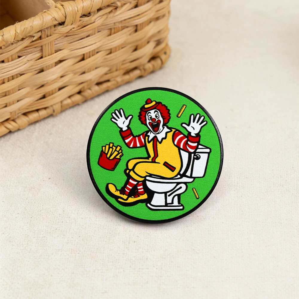 Lustige Fast-Food-Clown-Toiletten-Emaille-Brosche, Humorvolle und Parodiehafte Cartoon-Fast-Food-Abzeichen, Rucksäcke, Hüte, Accessoires, Neuartige Geschenke – Detail 8