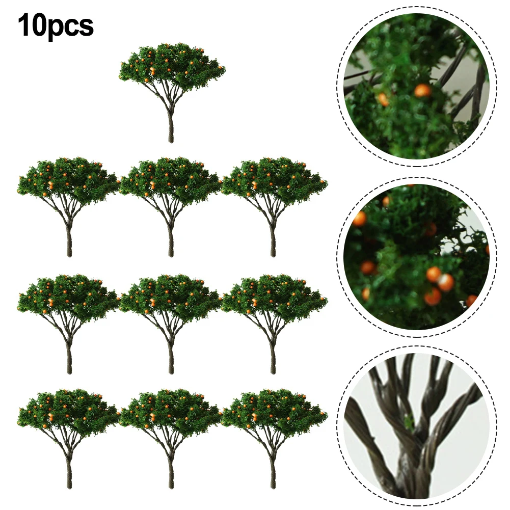 10pcs 5cm Building Model Trees Train Railroad Micro Landscape Layout Roadway Architectural Model Sand Table Model Accessories