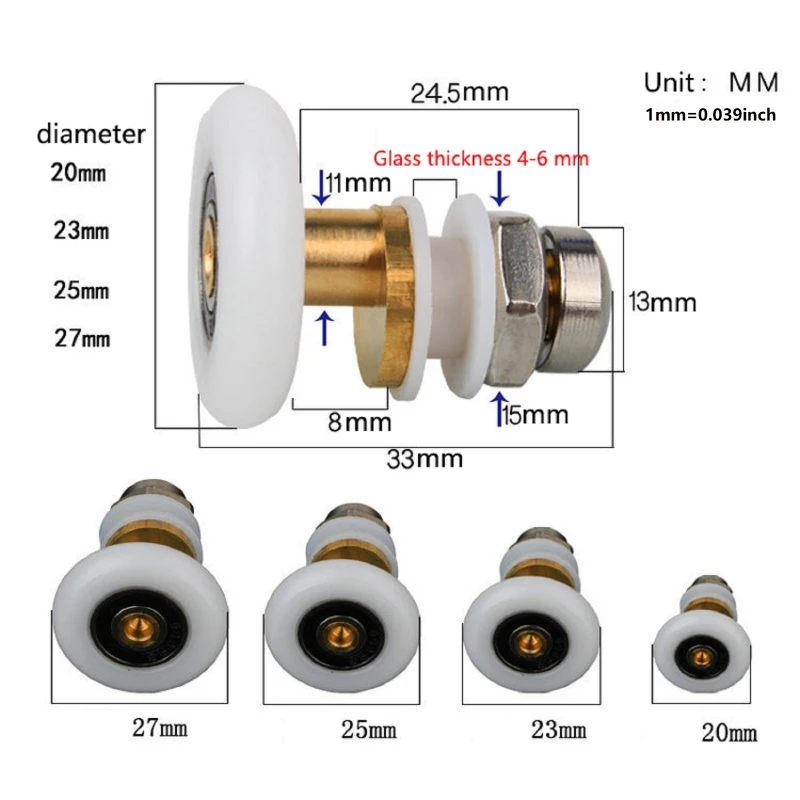 Ruedas polea para puerta corredera, rodillos con núcleo cobre para cabina ducha, sala SPA R9UF
