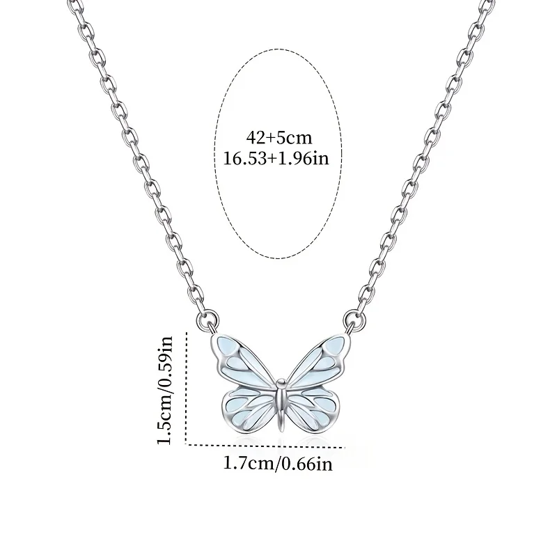 Butterfly lamp necklace female simple light luxury fashion new blue luminous butterfly clavicle chain female