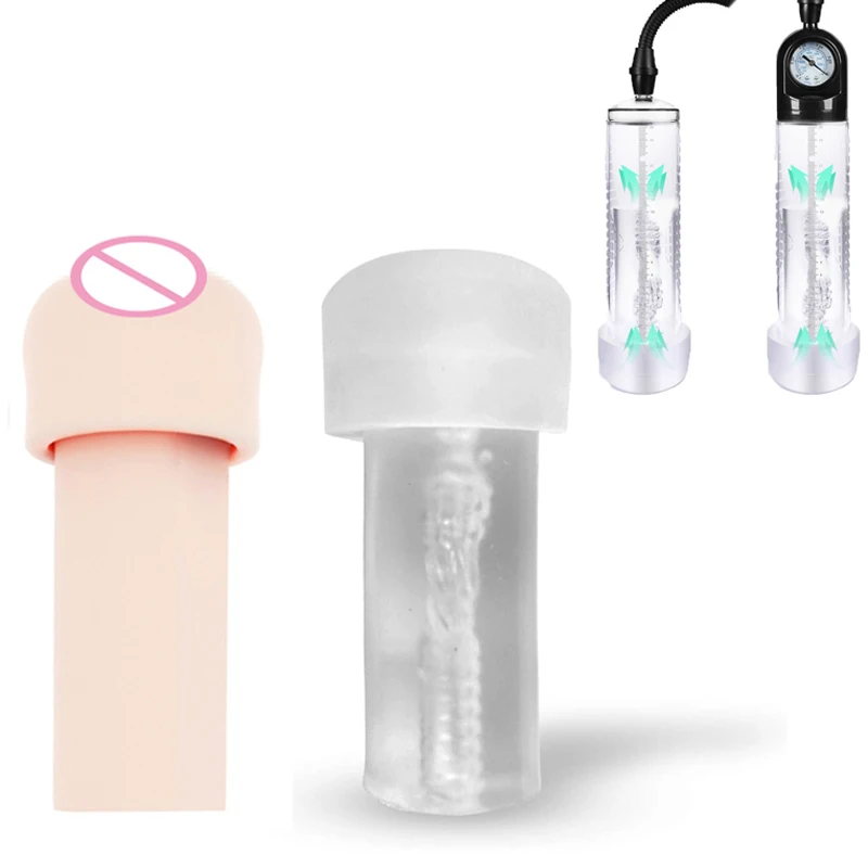 Real Vagina Accessories Electric Penis Pump Glans Protector Replacement for Dick Extender Enlarger Enhancer Trainer Sex Toys Men