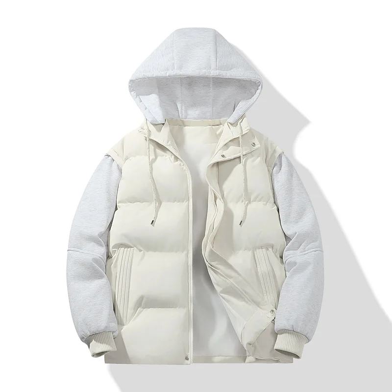 Hooded Casual Thicken Warm Men Parkas Comfortable Windproof Cotton Coats Solid Color All-match Male Clothes Fashion New Style