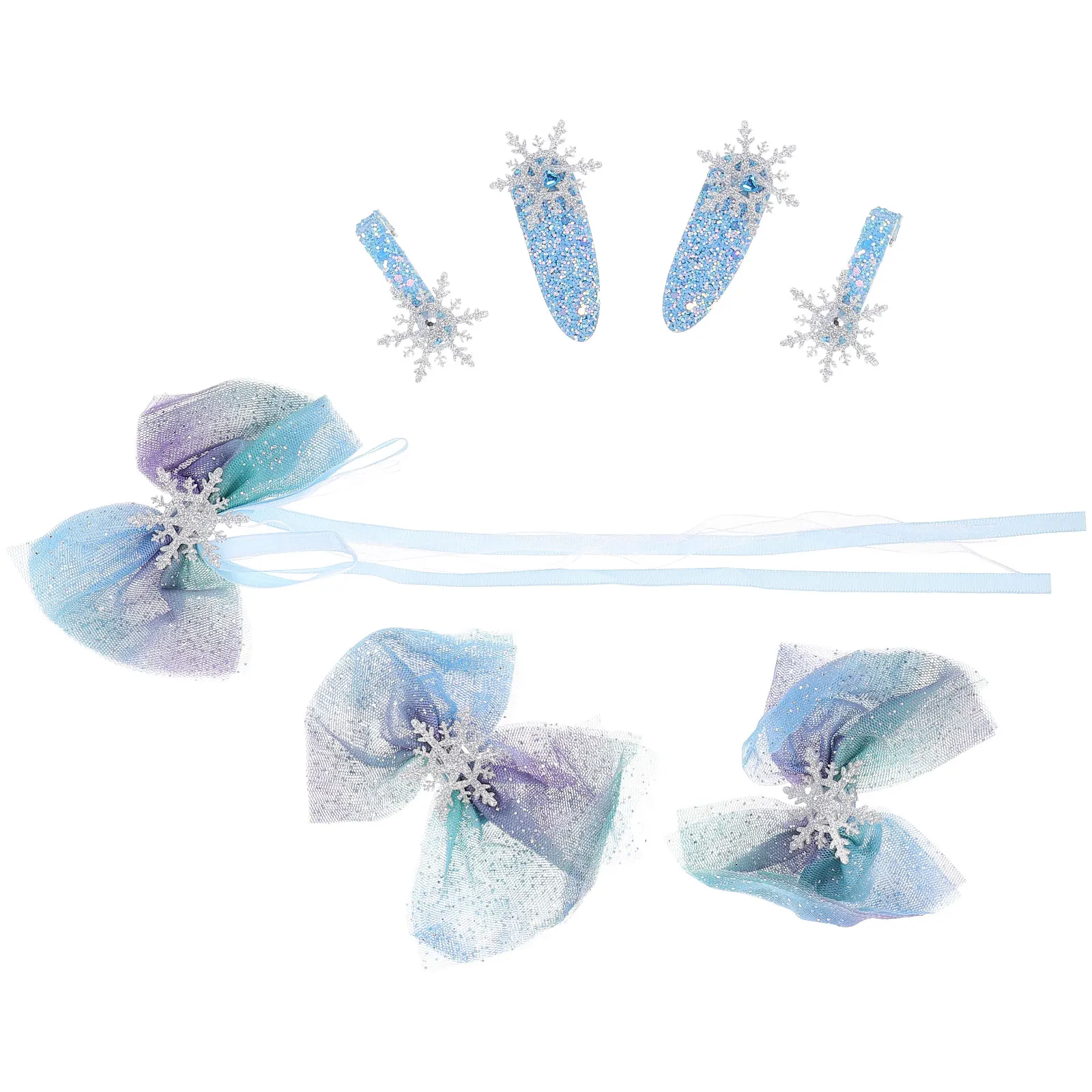 

Princess Accessories Set Snowflake Barrettes Children Hair Pin Christmas Clips Bow Kids Elegant Design Party Wedding Gifts Hair