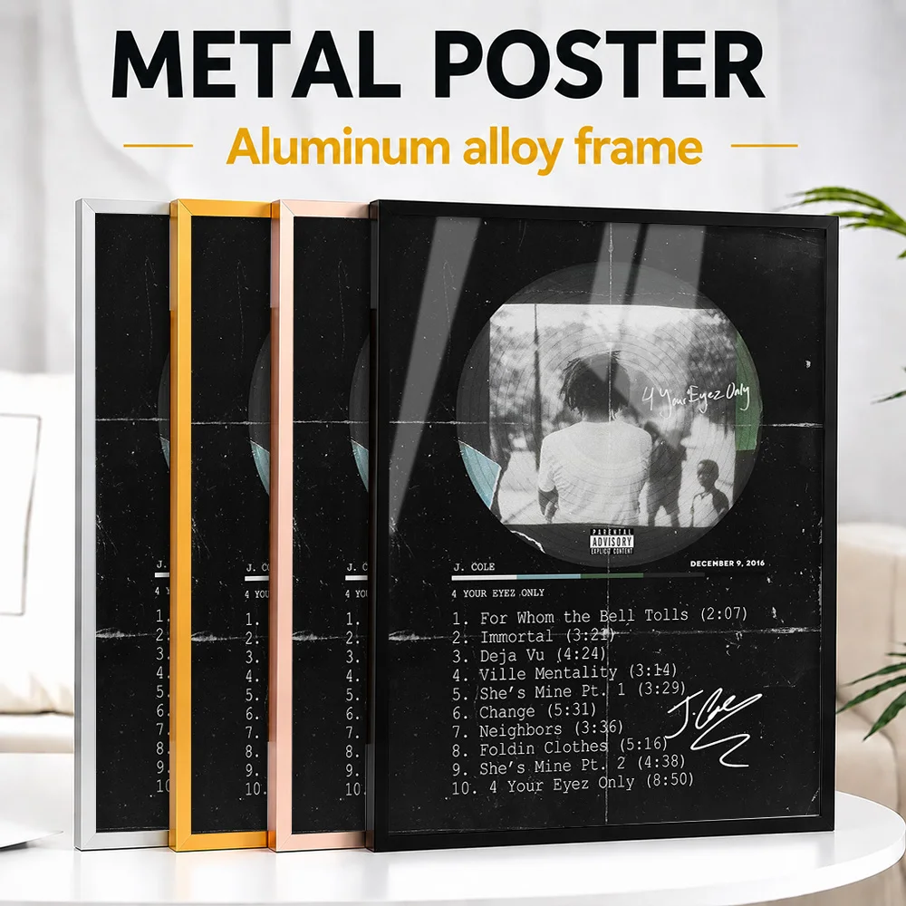 J. Cole Framed Metal Poster Personalized Graphic Design Wall Art For Listening Lounge And Home Studio, Record Collector Gift