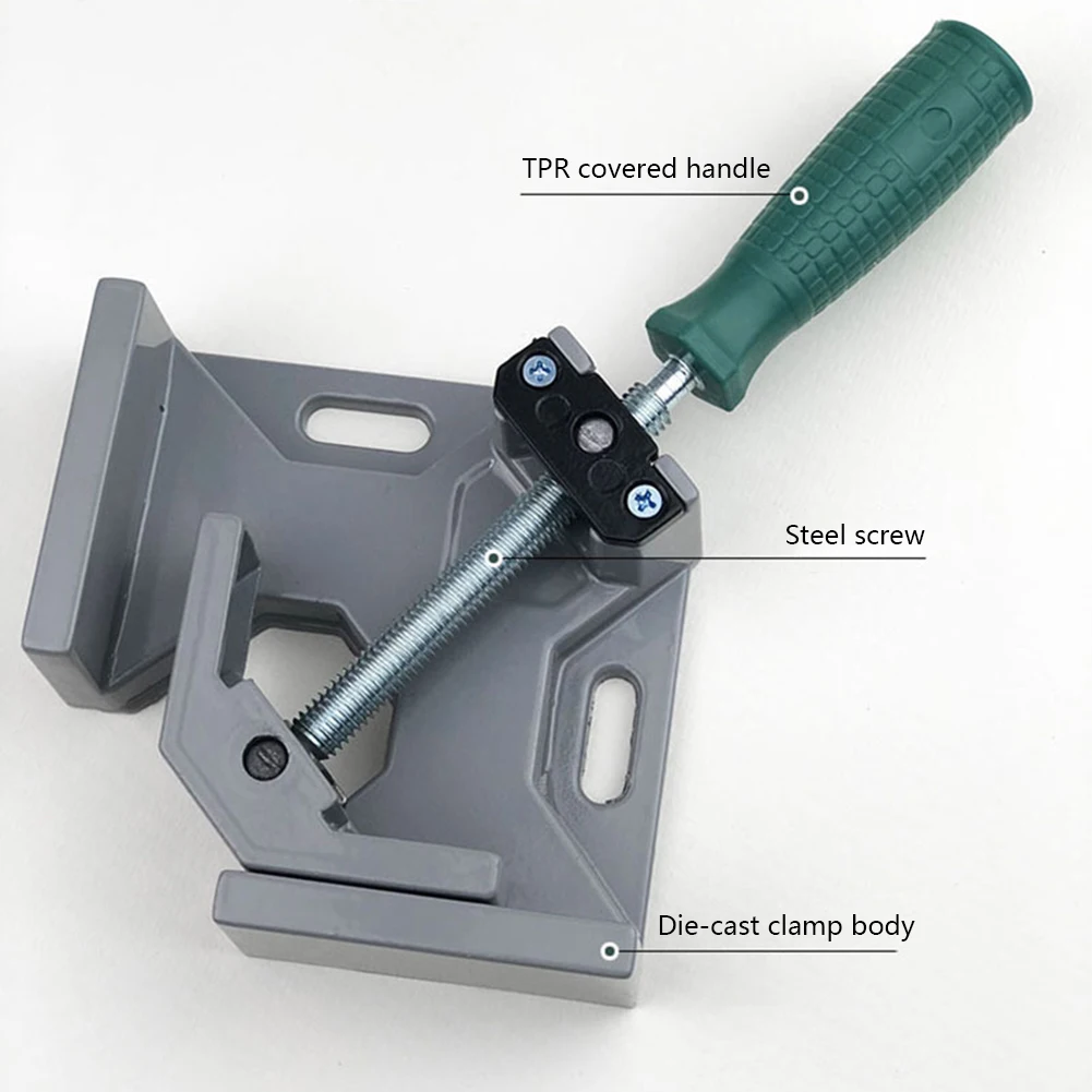 Right Angle Clip Clamp Aluminum Alloy Right Angle Fixture Single Handle Adjustable Swing Jaw for Welding Woodworking Photo Frame image 5