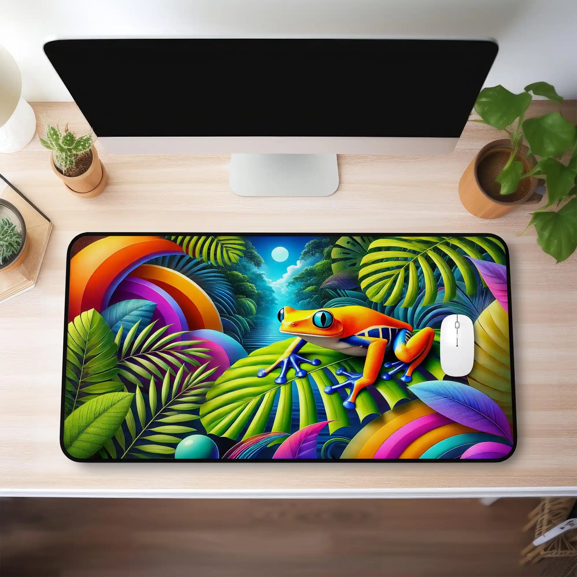 

Tropical Jungle Frog Mouse Pad, Non-slip and Waterproof Mouse Pad, Office Gaming Desk Decoration Mat, Perfect Gift for Friends.