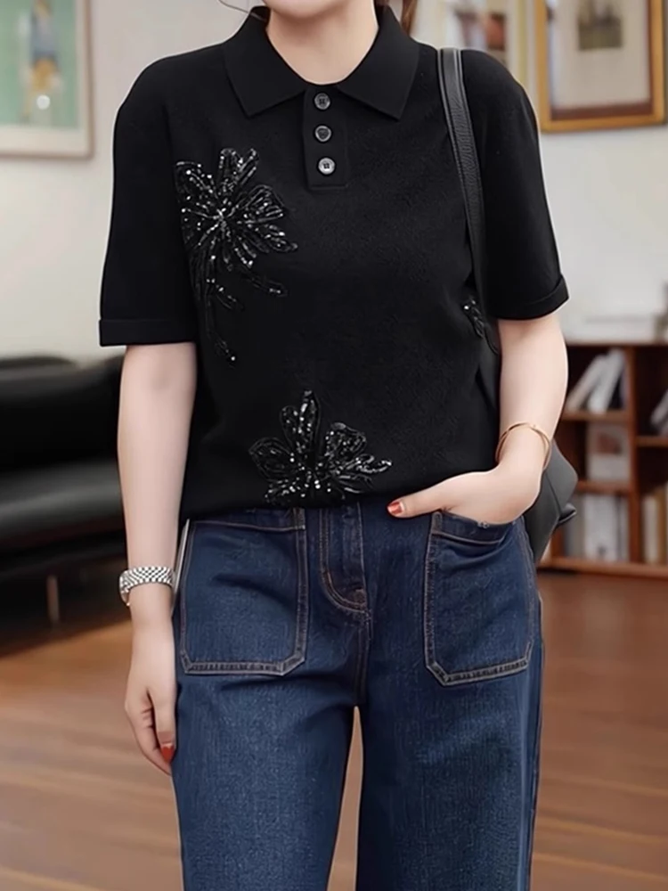 

Футболка с вышивкой Ele Embroidered, укороченная, приталенная, уникальная, модная, в корейском стиле, для повседневной носки, летний топ