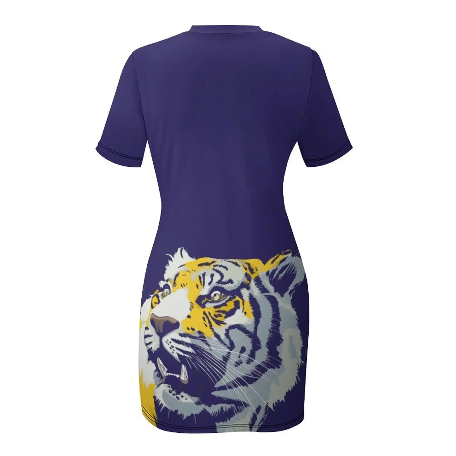 Purple and Gold Tiger Bayou Bengal Short-Sleeved Dress bandage dress dress women summer - view 5