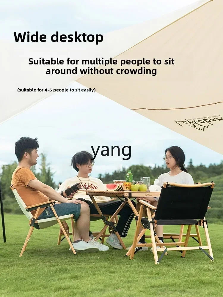 Lmm outdoor camping wind beech Chinese retro octagonal egg roll table barbecue table and chairs