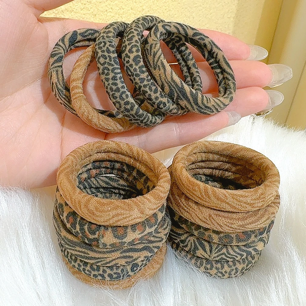 5 sztuk wzór w cętki wysokie elastyczne gumki do włosów Scrunchie krawaty wysoka elastyczność kucyk Holder kobiety dziewczęta gumki do włosów akcesoria linowe — zdjęcie 7