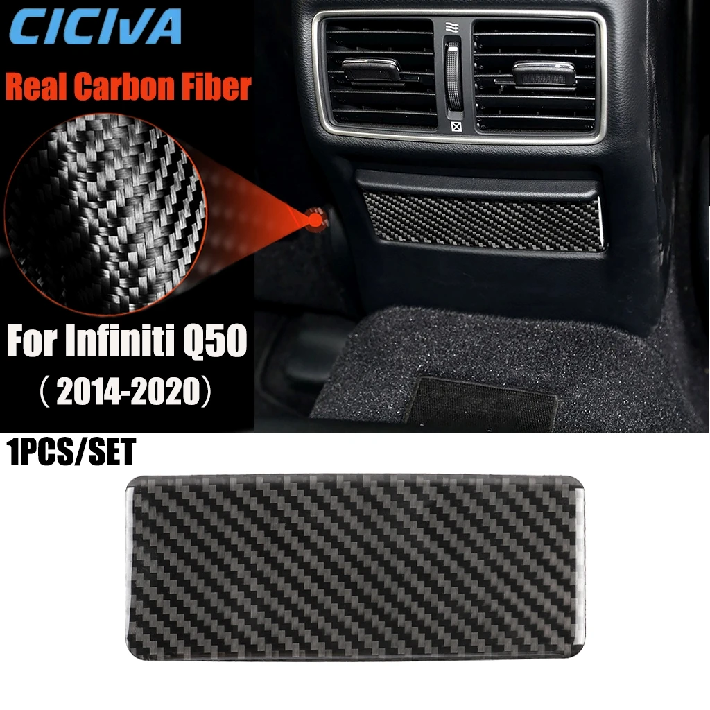 

Carbon Fiber Car Accessories Rear Ashtray Panel Decorative Modified Interior Trim Cover Soft Sticker For Infiniti Q50 2014-2020