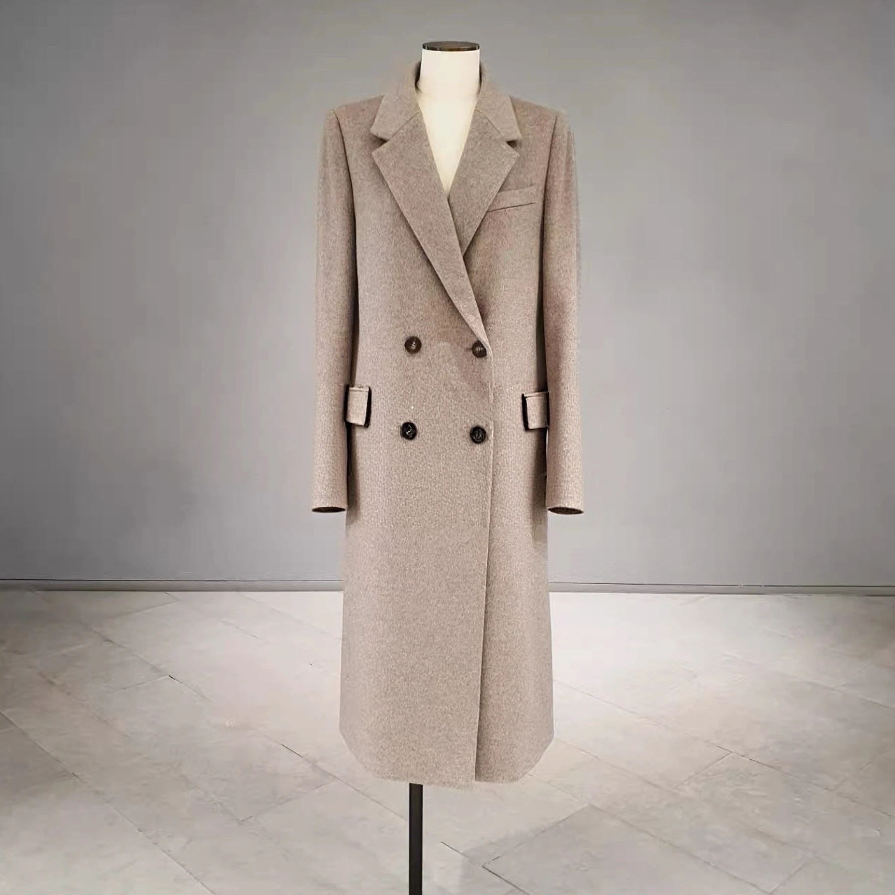 レモンチーズ MIC25 冬ファッショナブルウールコート ロングエレスーツカラー 多用途通勤アウター レディースプレミアムニットウェア