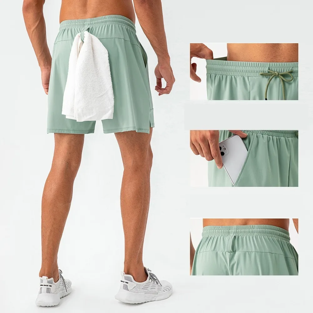 Men Loose 5 Inch Sports Shorts Cool Feeling Quick Dry Breathable Running Gym Training Bottoms