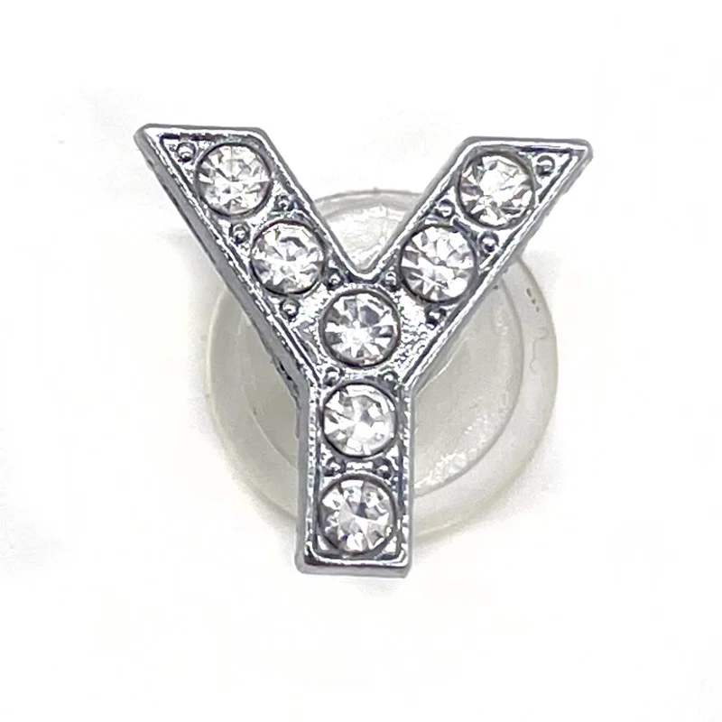 Schuh Charms Glitter Strass Buchstabe Silber Kristall Alphabet DIY Legierung Schuh Dekorationen Schmuck Slider Armband Armbänder – Detail 34