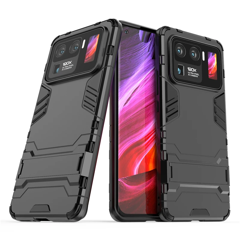 For Xiaomi Mi 11 Ultra Case Cover for Xiaomi Mi 11 Ultra Lite Rubber Kickstand Shell Robot Armor Funda Capa Hard PC Phone Case