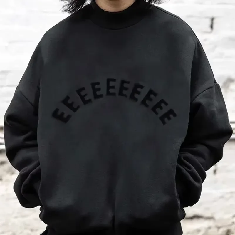 Season 10 Double Line Silicone Letter Men's Sweater Luxury Design Side Pocket Pullover High Street Women's Sweater Two Piece Set