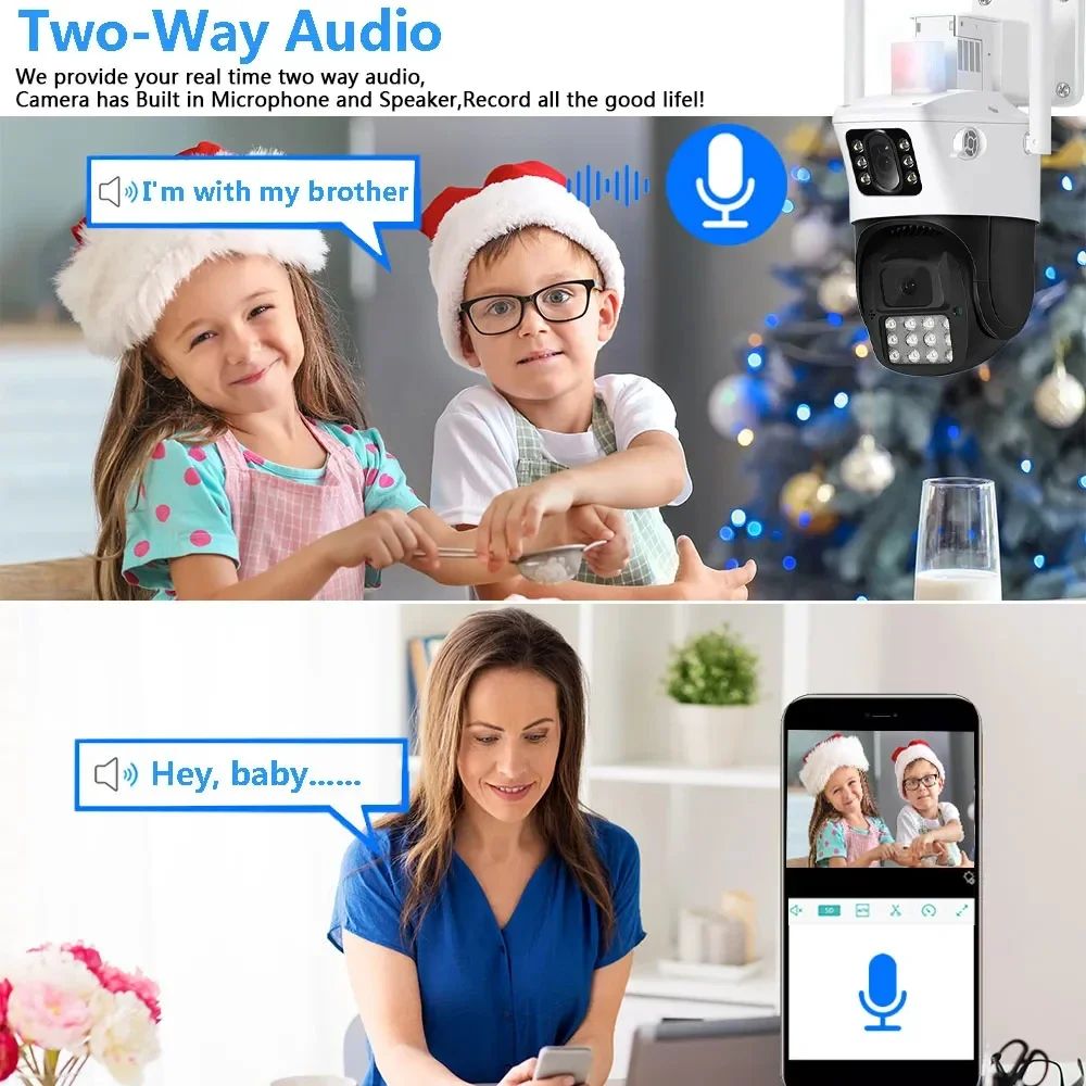 ICSEE 8MP 4K Wifi Surveillance Camera Dual Lens Security Protection Waterproof CCTV Outdoor 360 Wireless IP Camera Auto Tracking
