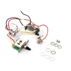 Electric Guitar Wiring Harness Kit Replacement with 1 Volume 2 Tone 1 Jack 500K 5-Way Toggle Switch for Stratocaster Guitar