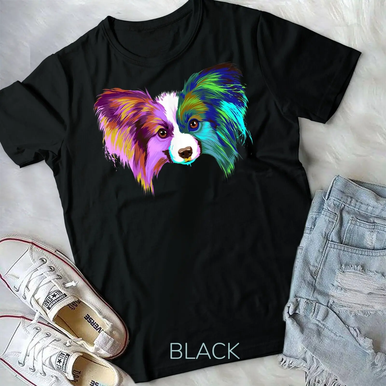 Colourful Dog Papillon T-Shirt Unisex T-shirt