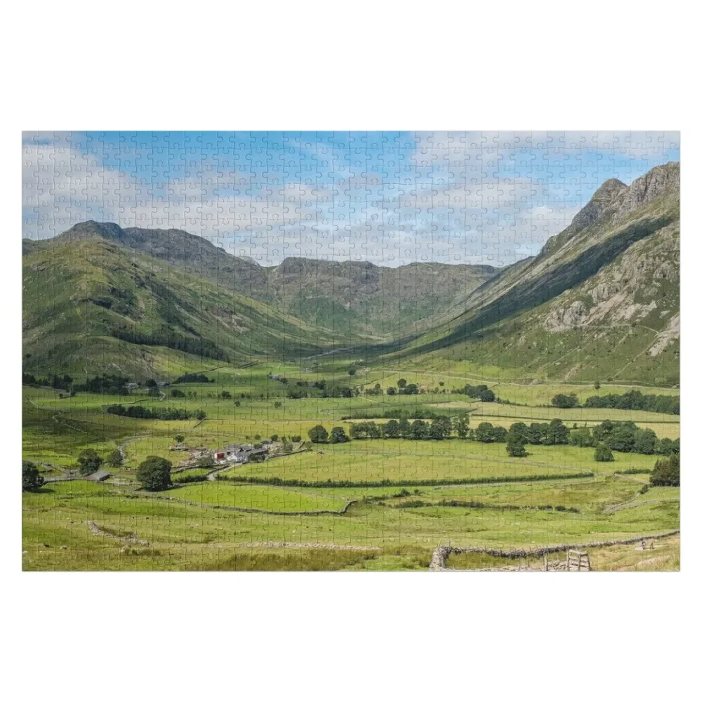 

Панорамная фотография Great Langdale blesamide Mickleden Valley, обзор Великобритании, Англии, озера, район, подарок, головоломка, фотопазл