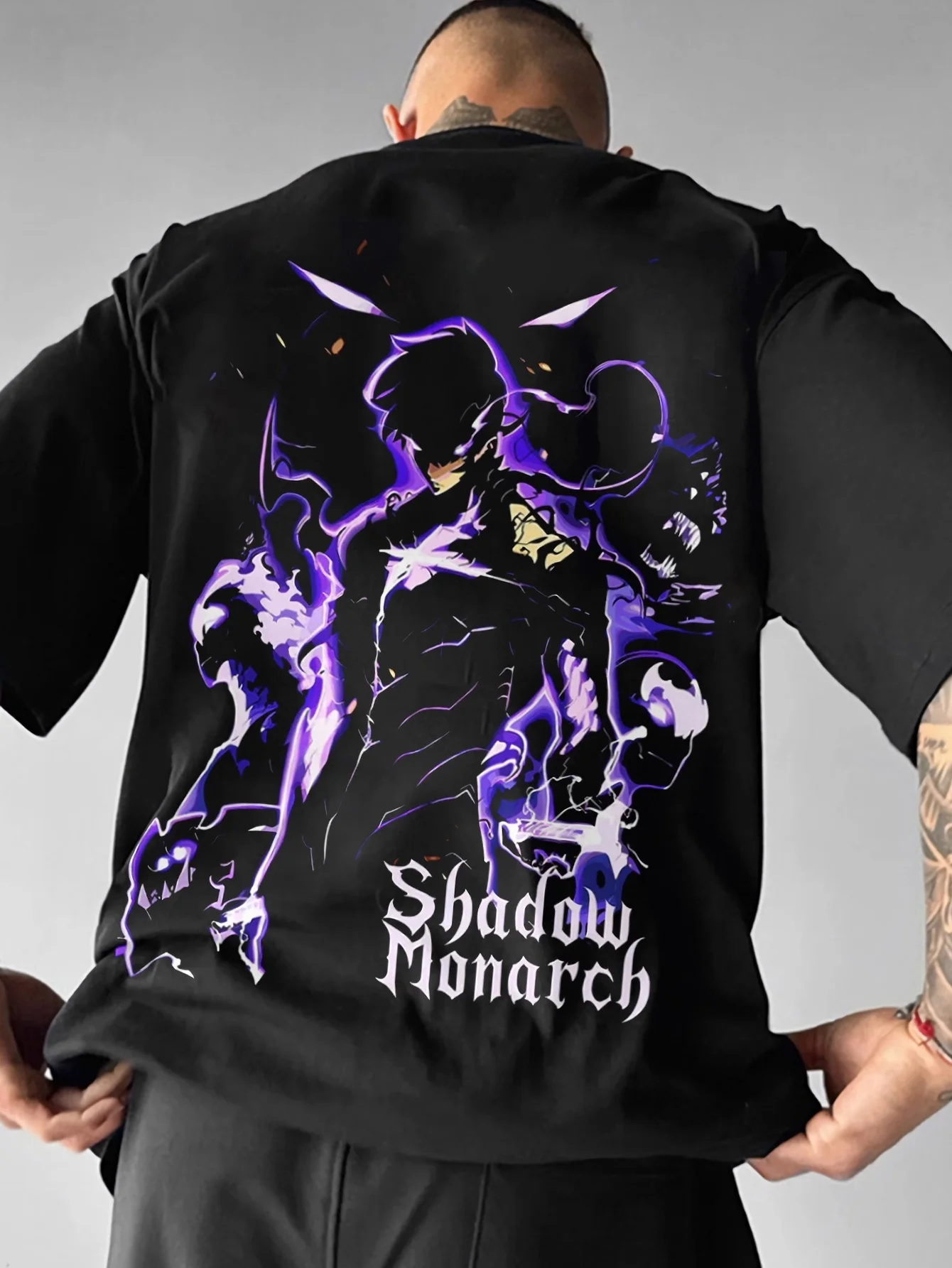 

The Famous Anime "I Level Up Alone - Shadow Monarch" Is A Gender-specific Pure Cotton Short-sleeved T-shirt