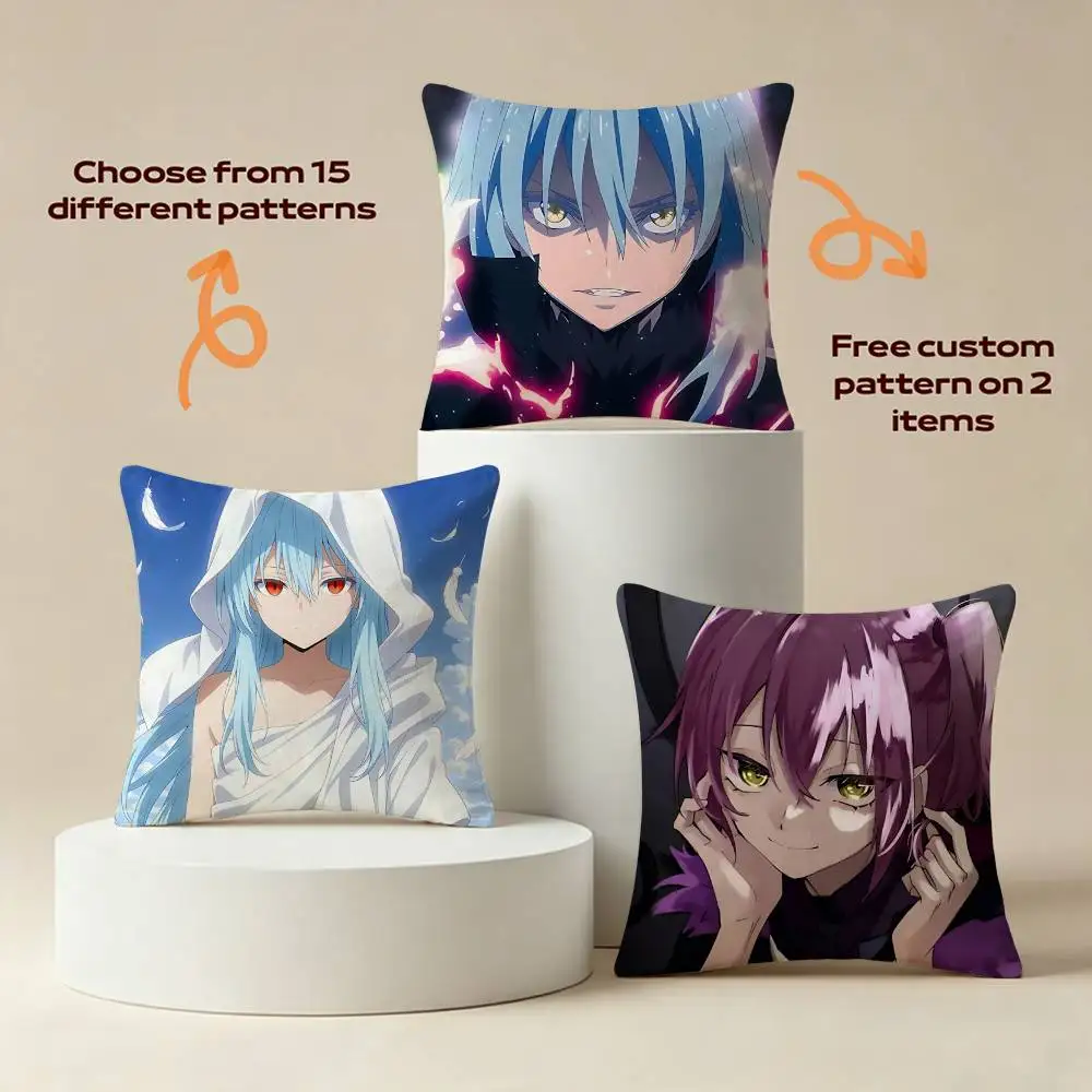 Rimuru Anime T-Tensura Square Sofa Pillow Cover Solid Color Living Room Home Decor Cushion Case