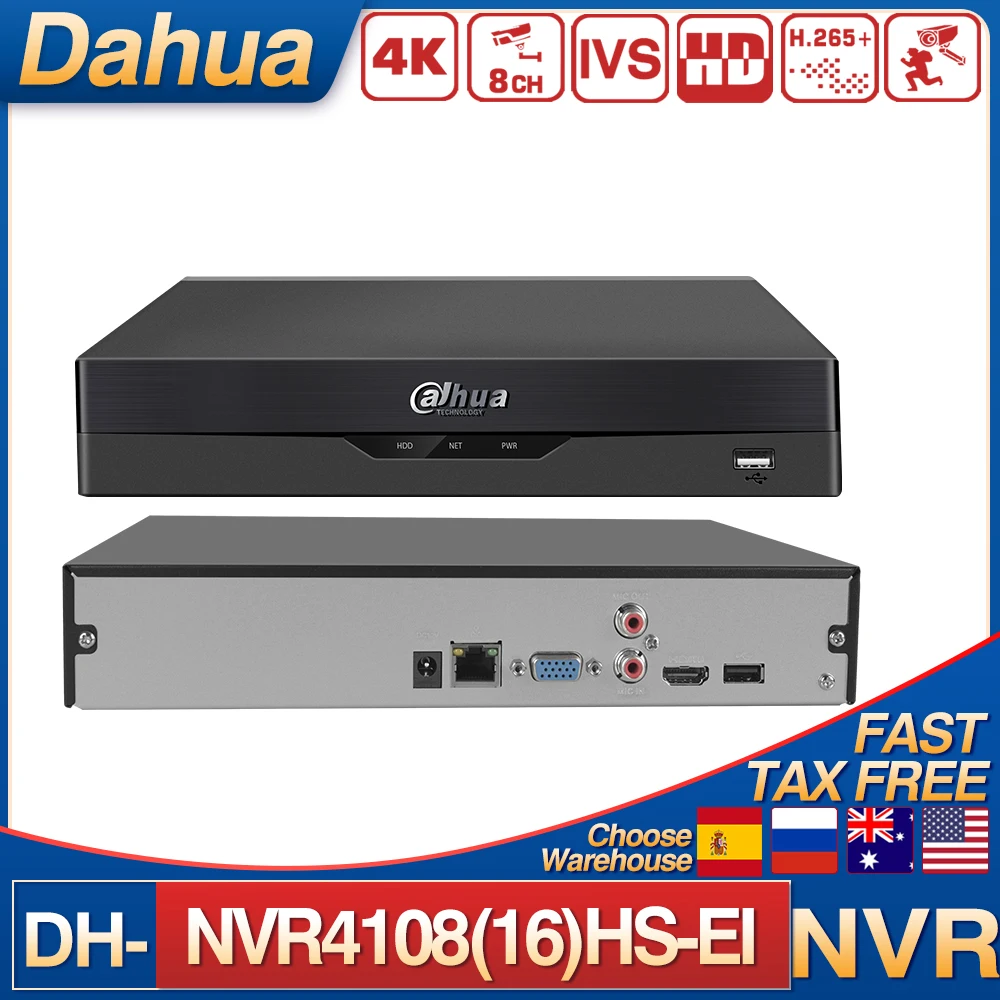 

Dahua 4K 1U 1HDD WizSense NVR 8CH NVR4108HS-EI 16CH NVR4116HS-EI WizSense Network Video Recorder AI by NVR for CCTV Camera