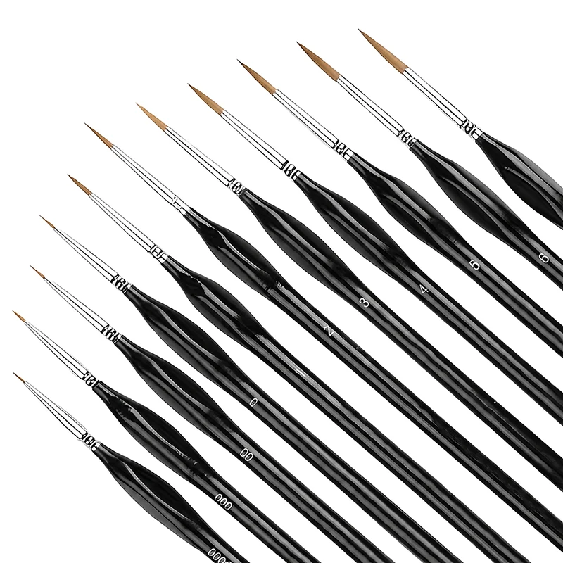 6 Pieces Triangular Grip Handles Fine Tip Paint Brush Mini Paint Brush Set For Craft Models Line Drawing Fine Tip Brush Tools