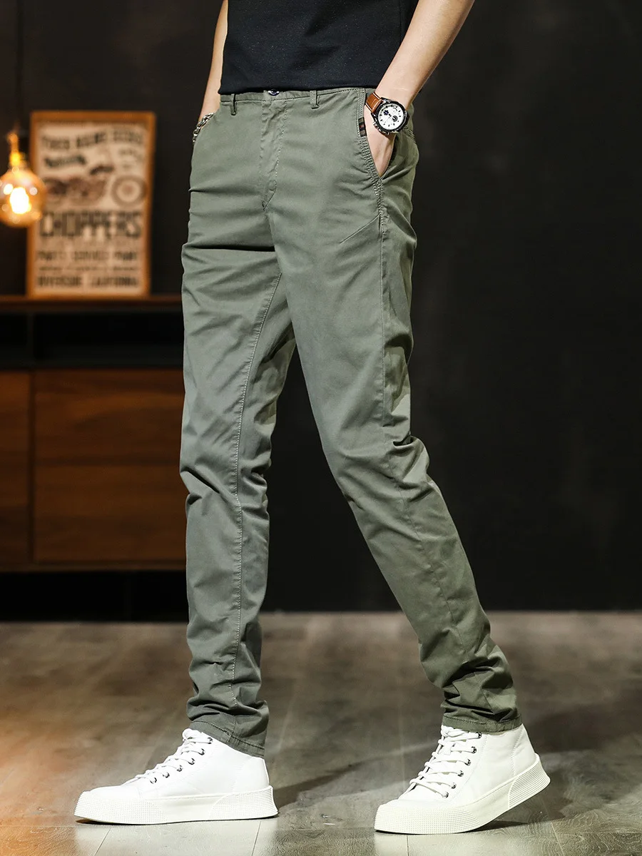 

Мужские повседневные брюки прямого кроя из чистого хлопка, весенне-летние, новые, дышащие, эластичные, рабочие, длинные