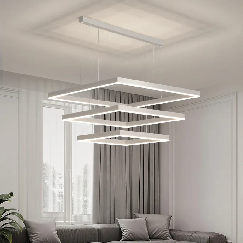 Double Hall Lamp Minimalist Square Chandelier Light Luxury Dining Room Lamp Living Room Main Lamp New Simple Modern Style