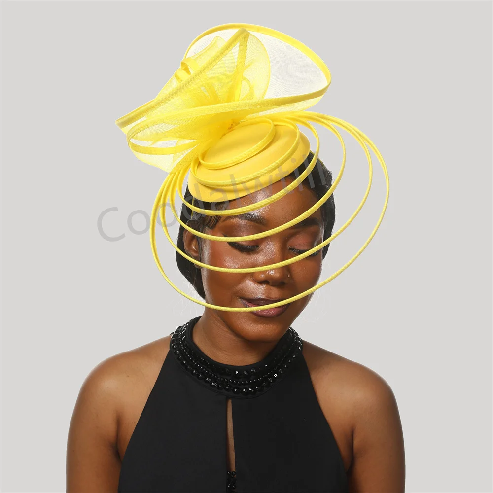 

Elegant Women Big Fascinator Wedding Hat For Tea Party Occasion Headpiece Race Cocktail Chapeau Cap Mesh Formal Millinery Cap