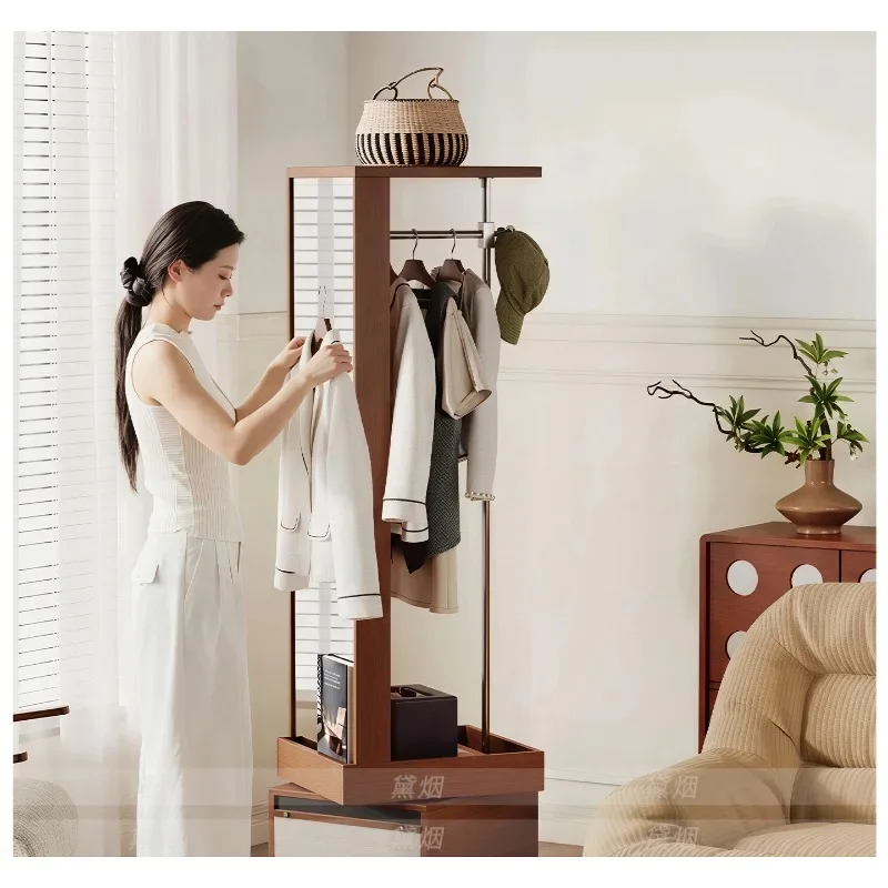 A73Medieval full body floor-to-ceiling household rotating mirror magazine rack bedroom coat rack hanging clothes integrated mirr