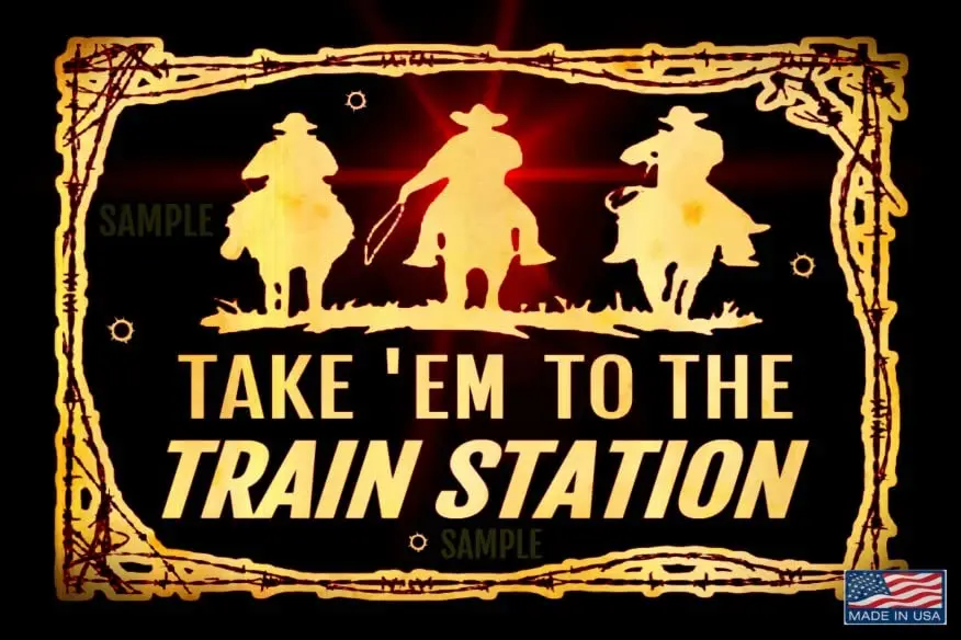¡Letrero metálico para todo tipo de clima r1,8x12! ¡EUA hizo! Man Cave Western Lodge Cabina de troncos Decoración rústica de Dutton Ranch (Estación de tren) - Aluminio