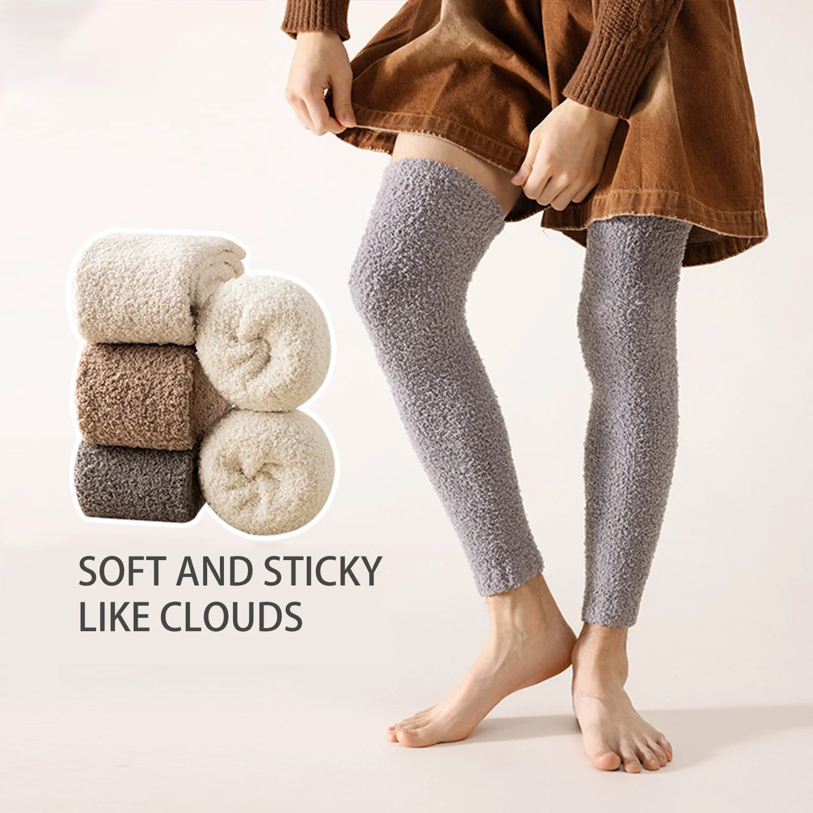 Scaldamuscoli lunghi in pile Copri gambe caldi Scaldamuscoli ispessiti e imbottiti in tinta unita adatti ai costumi della festa di Natale