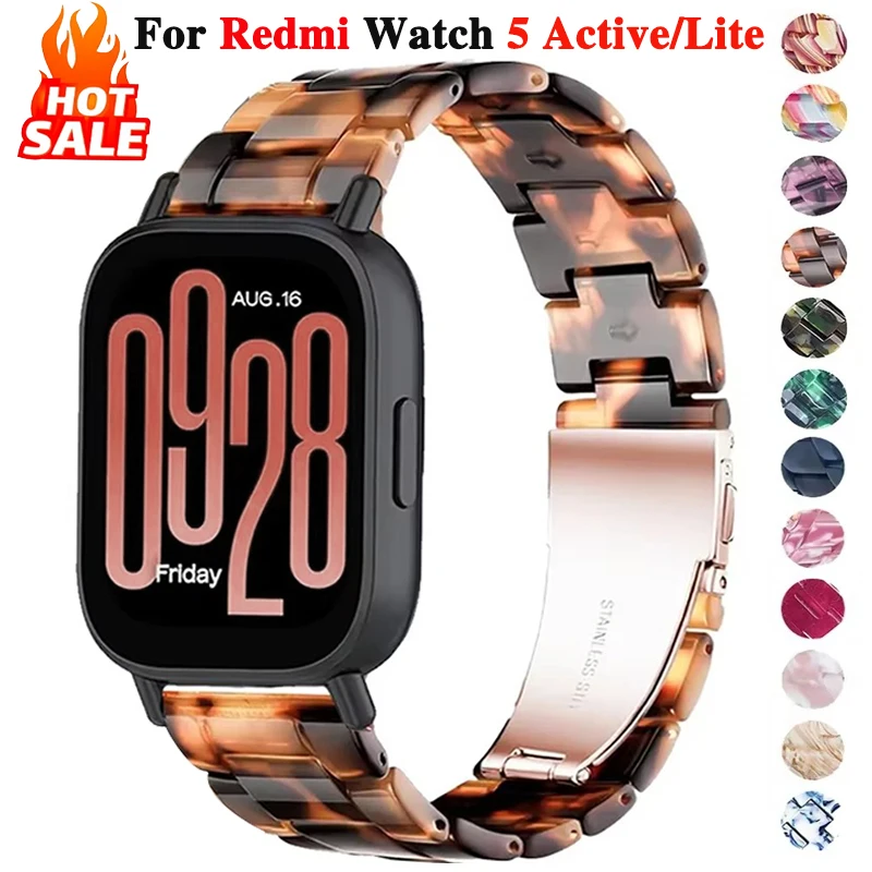 【セール中】Redmi Watch 5 lite用レジンストラップ,アクティブウォッチバンド,環境にやさしい交換用ブレスレット,22mm