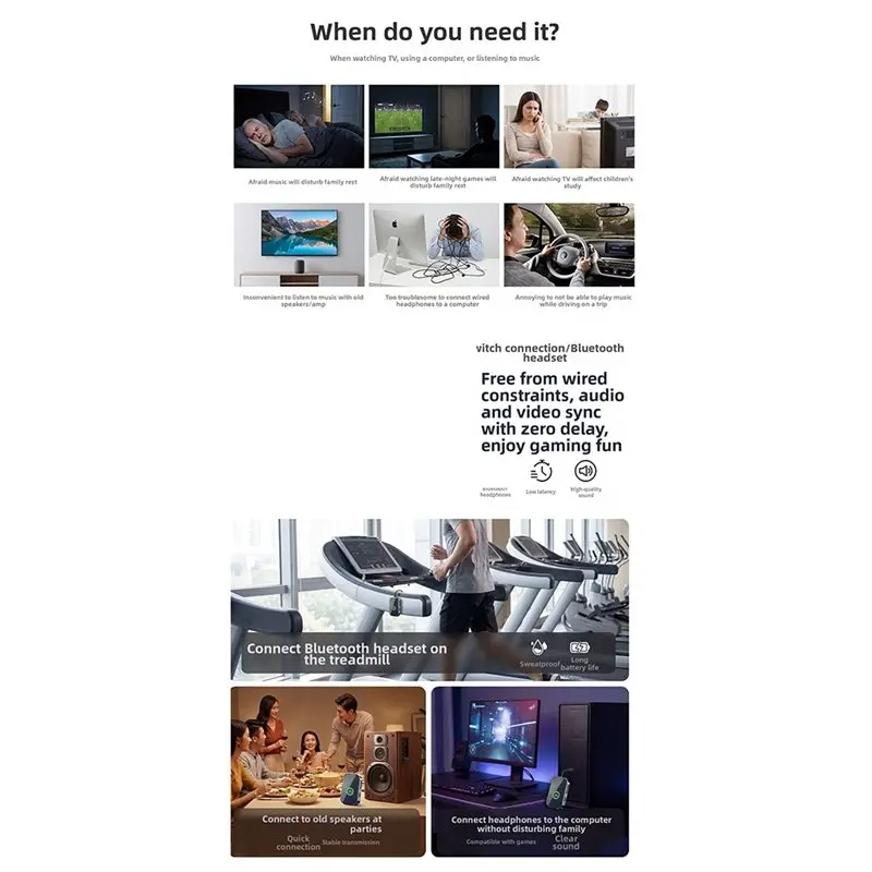 A31T Bluetooth Audio Adapter Wireless for Phone Connection to Aux Car Audio Switch TV Headphone