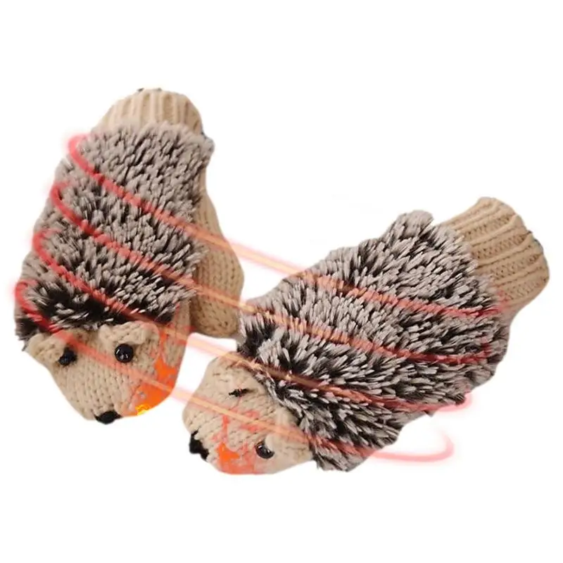 

Women's All-Finger Cartoon Hedgehog Gloves Cute GirlsWinter Knitted Gloves Hedgehog Mittens For Women