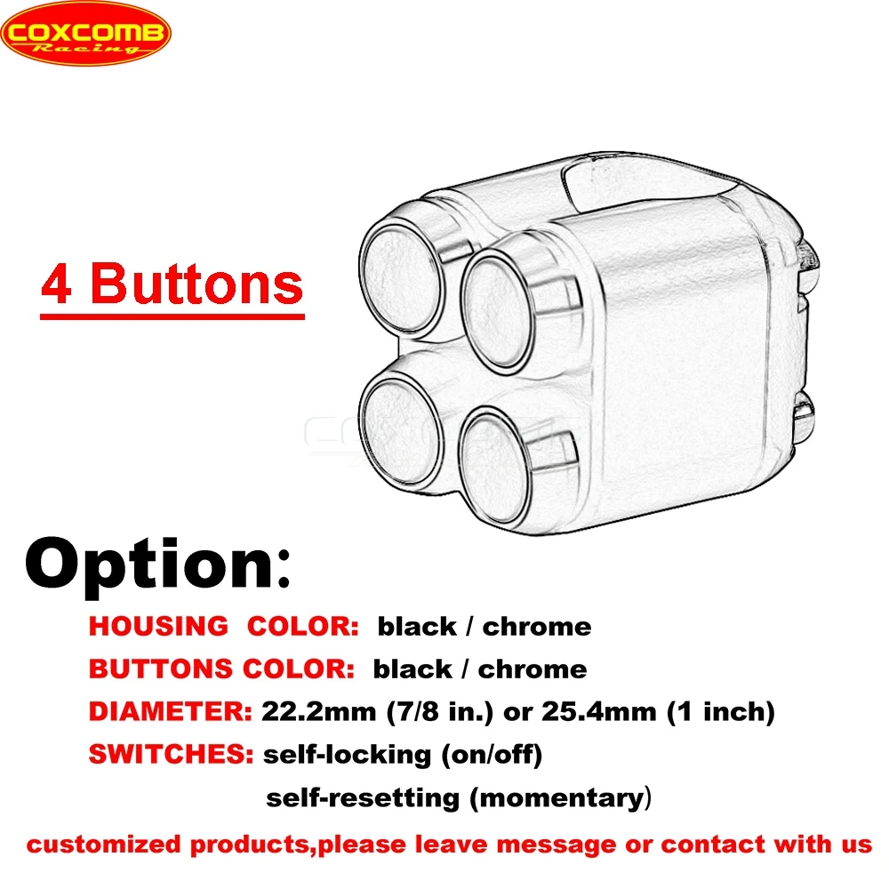 Motorcycle Self-Return Self-Locking Button Momentary Latching Switch For Yamaha Vmax Virago Venture VStar Stratoliner Royal Star