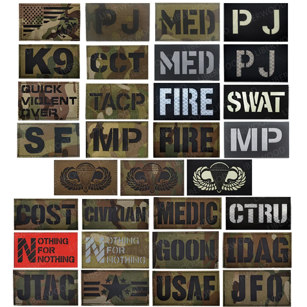 Laser Cutting MED IDAG FIRE COST JFO GOON Infrared Reflective Patch PJ CCT K9 SF USAF Tactical Badge JTAC MEDIC MP TACP Armband