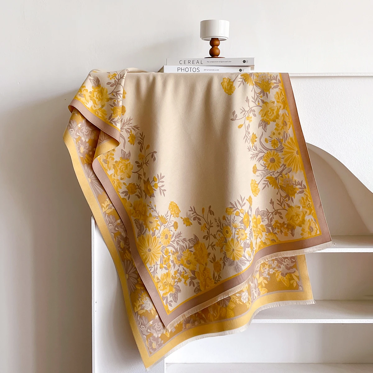 Brand Fashion Damen-Winterschal aus warmem Kaschmir – Pashmina-Schal mit Blumenmuster, dicker Schal, Wickel- und Poncho – Detail 10