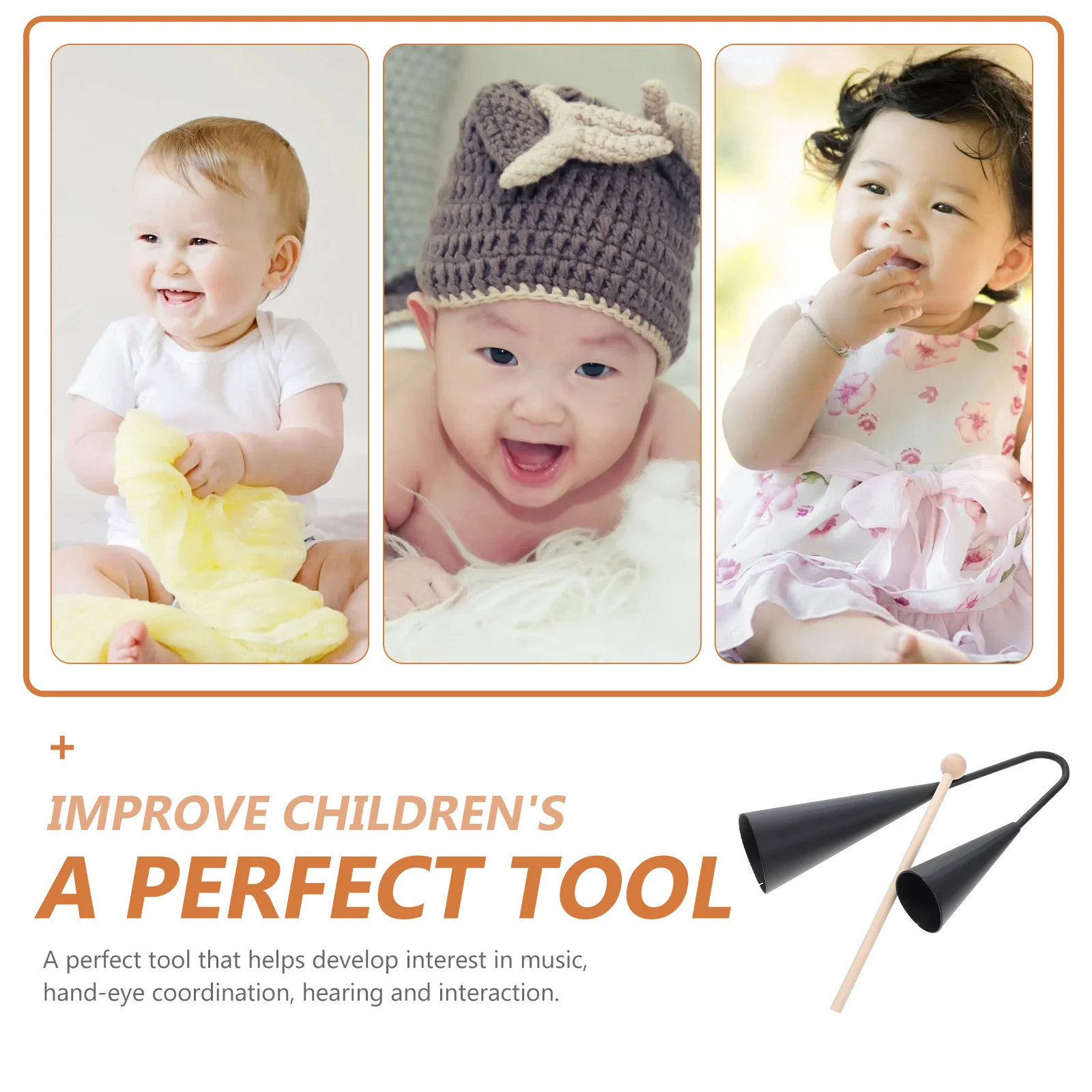 

1 set 1 Set Double Trumpet Two-Tone Bell Percussion Musical Instrument For Kids Agogo Bell Metal Cowbells Samba Percussion Kids