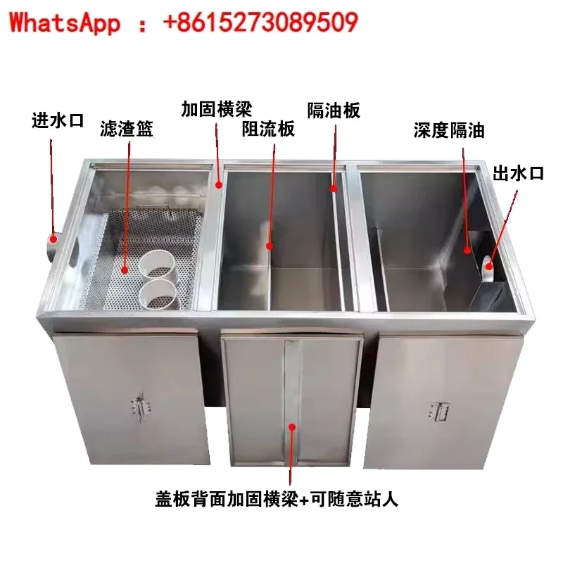 

Separators made of stainless steel, three-stage filtration, oil and sewage sedimentation, kitchen and catering