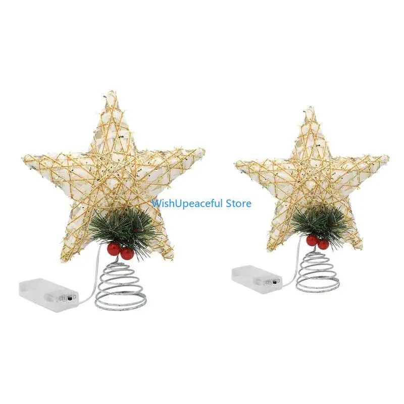 

34YA Christmas Tree Star LED Lights Star Treetop Battery Operated Xmas Décor